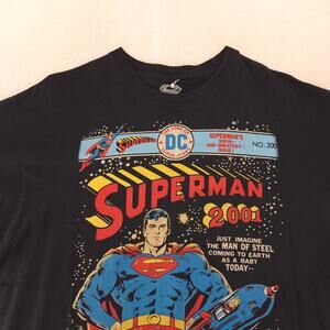 DC Superman Short Sleeve Graphic Crew Neck Shirt Mens Size Extra Large XL Black